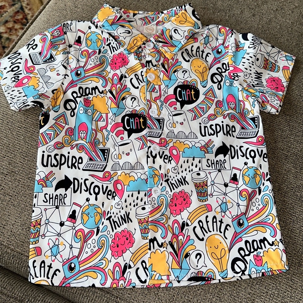 SHEIN Graphic Button Down Shirt Size 3T